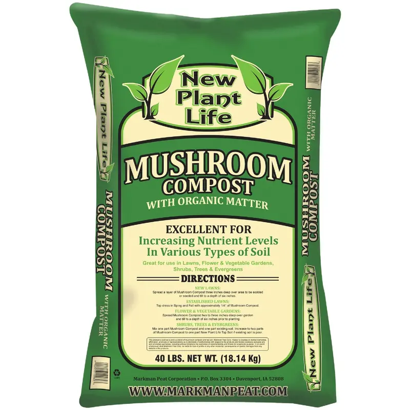 New Plant Life Mushroom Compost – 40-Pound Organic Soil Amendment For Gardens & Beds 1